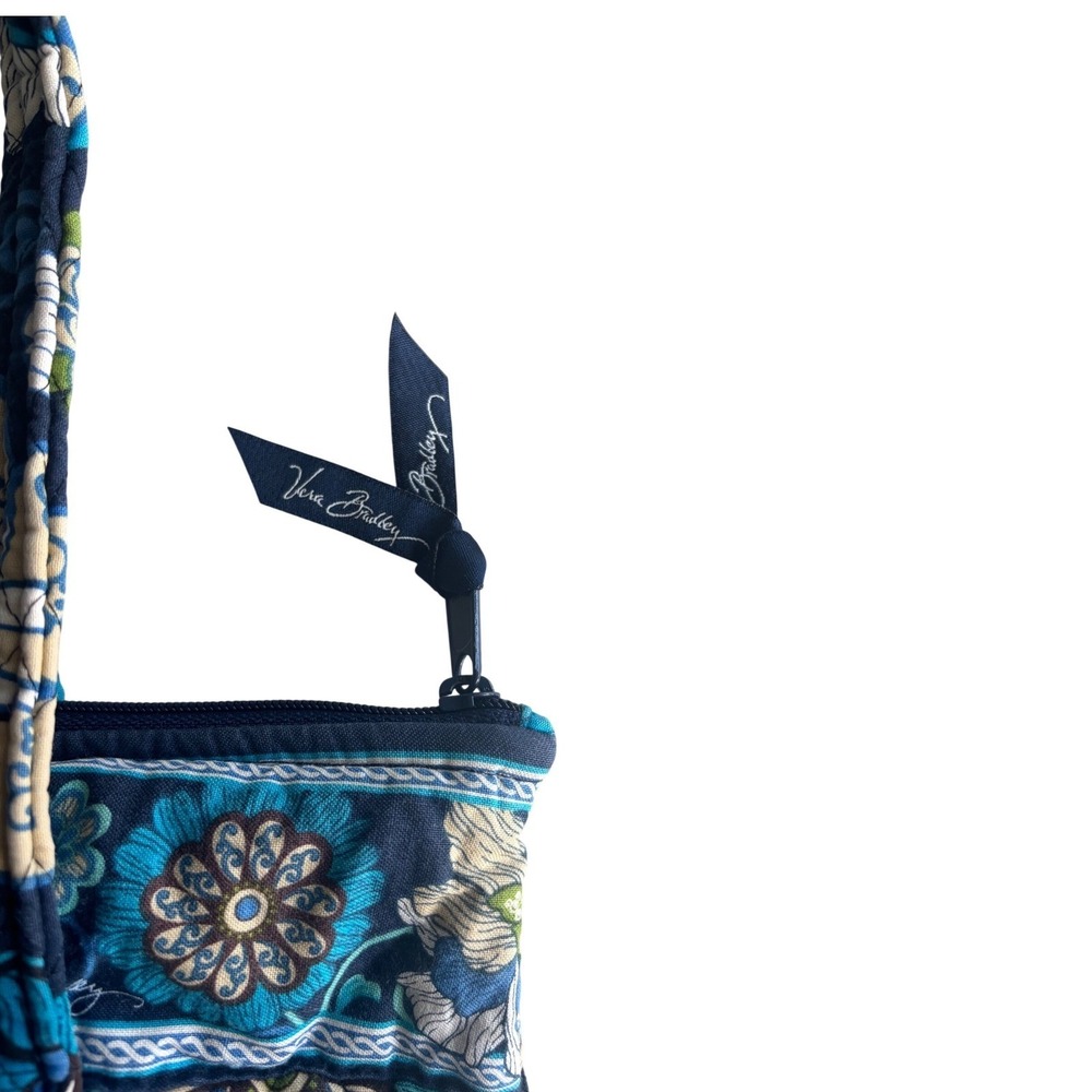 Vera Bradley Small Tote Bag Mod Blue Floral Quilted Cotton Retired Pattern - Picture 3 of 8